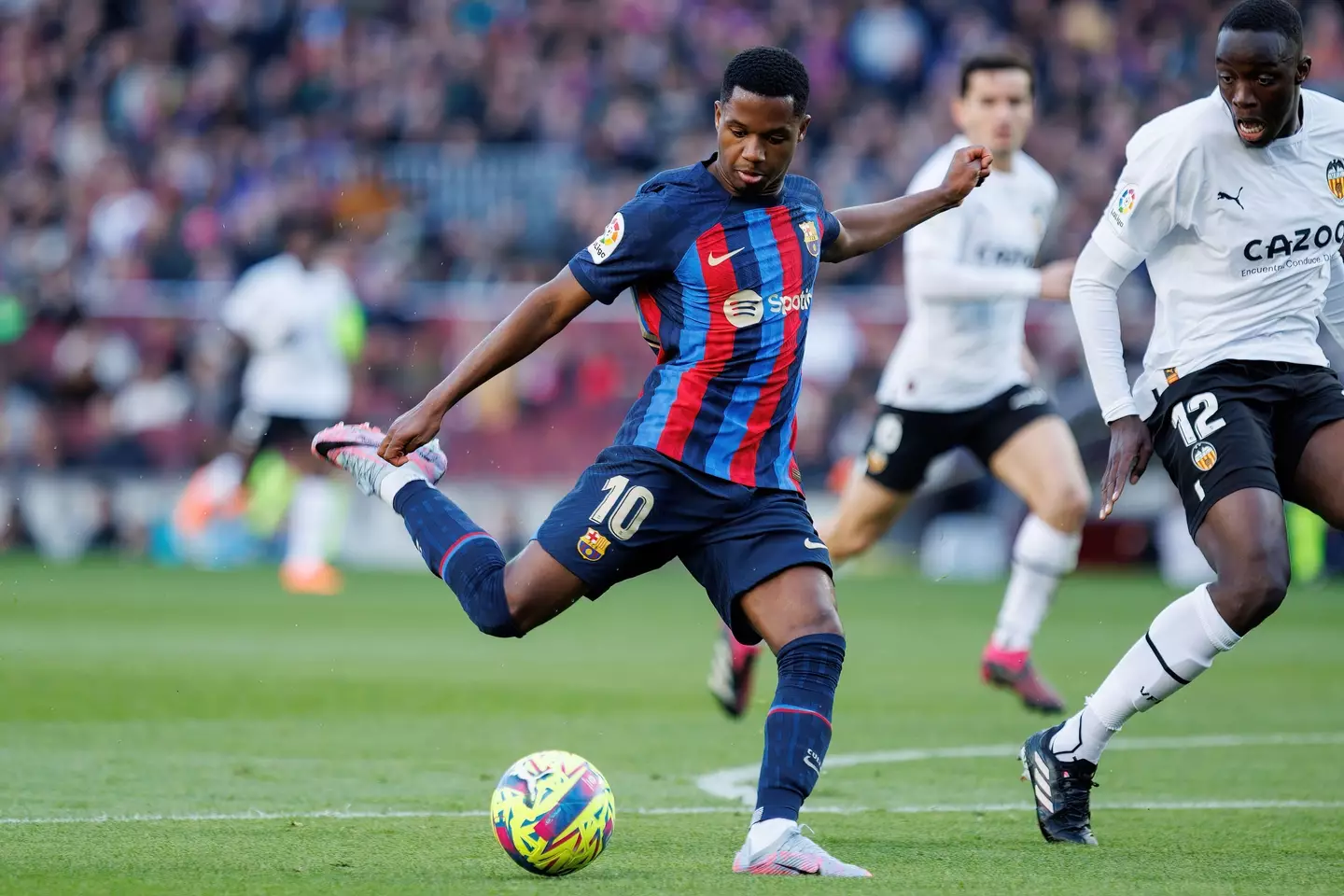 Ansu Fati in action for Barcelona. Image: Alamy