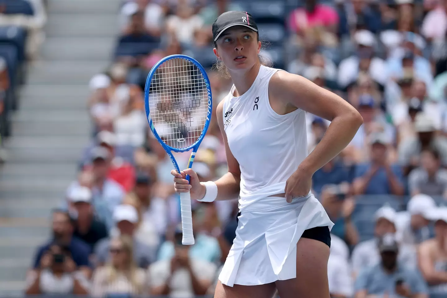 Iga Swiatek pictured after defeating Suzan Lamens at the US Open. Image credit: Getty