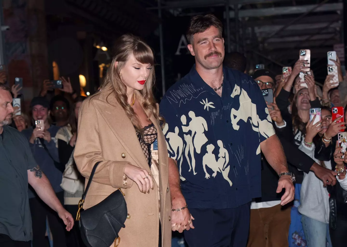 Travis Kelce and Taylor Swift seen out in New York City. Image: Getty