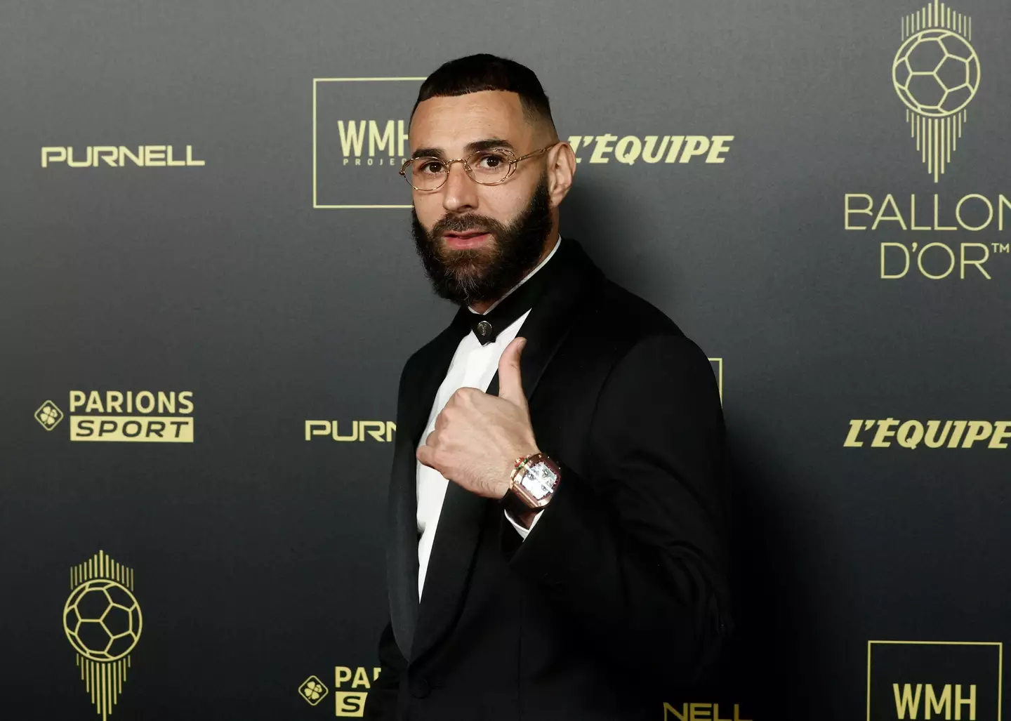 Benzema arriving at the ceremony on Monday. (Image