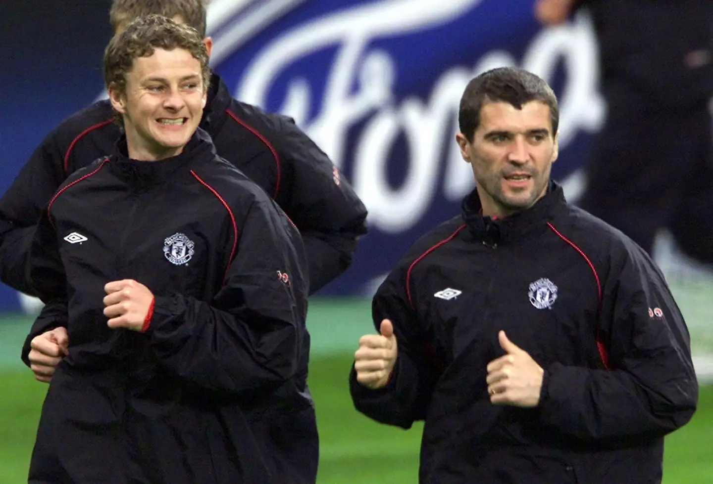 Solskjaer and Keane in United training. (Image