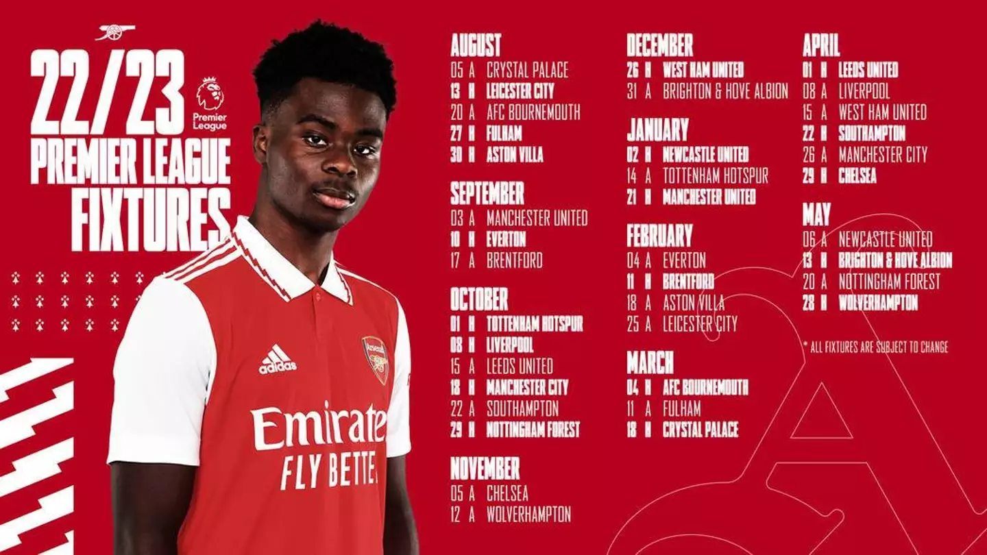 Arsenal Premier League fixtures in full (Arsenal)
