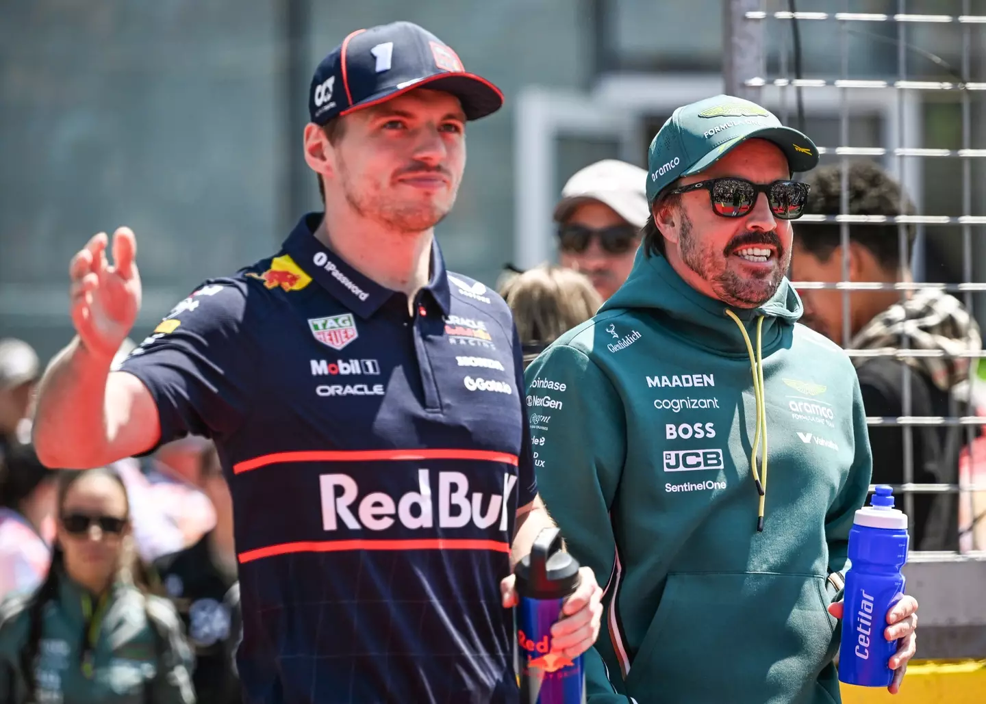Max Verstappen and Fernando Alonso. Image: Getty