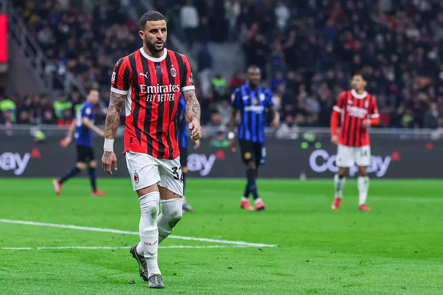 Kyle Walker has made 12 appearances for AC Milan. (Image: Getty)