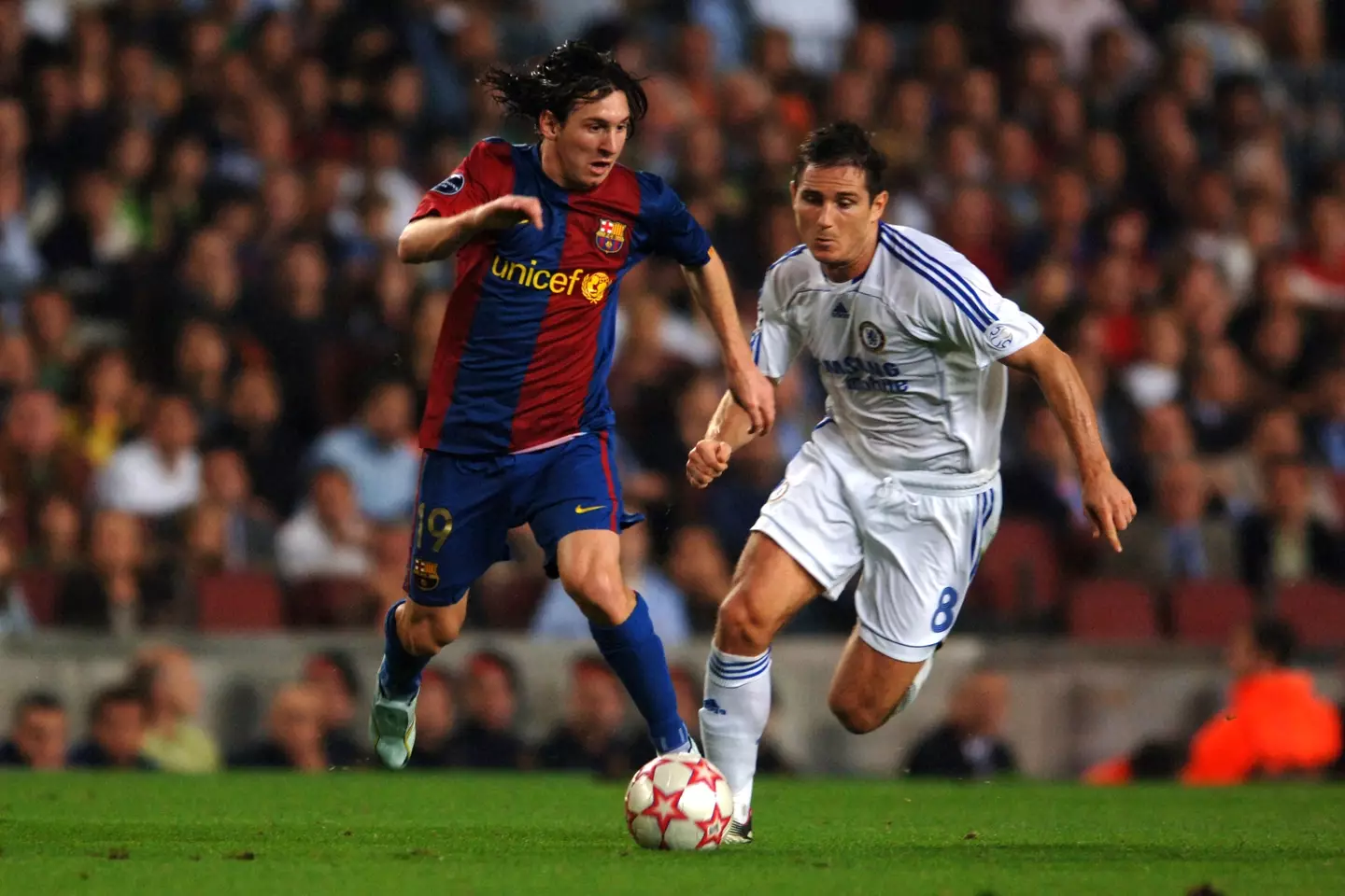 Lionel Messi in action for Barcelona against Chelsea. Image: Getty