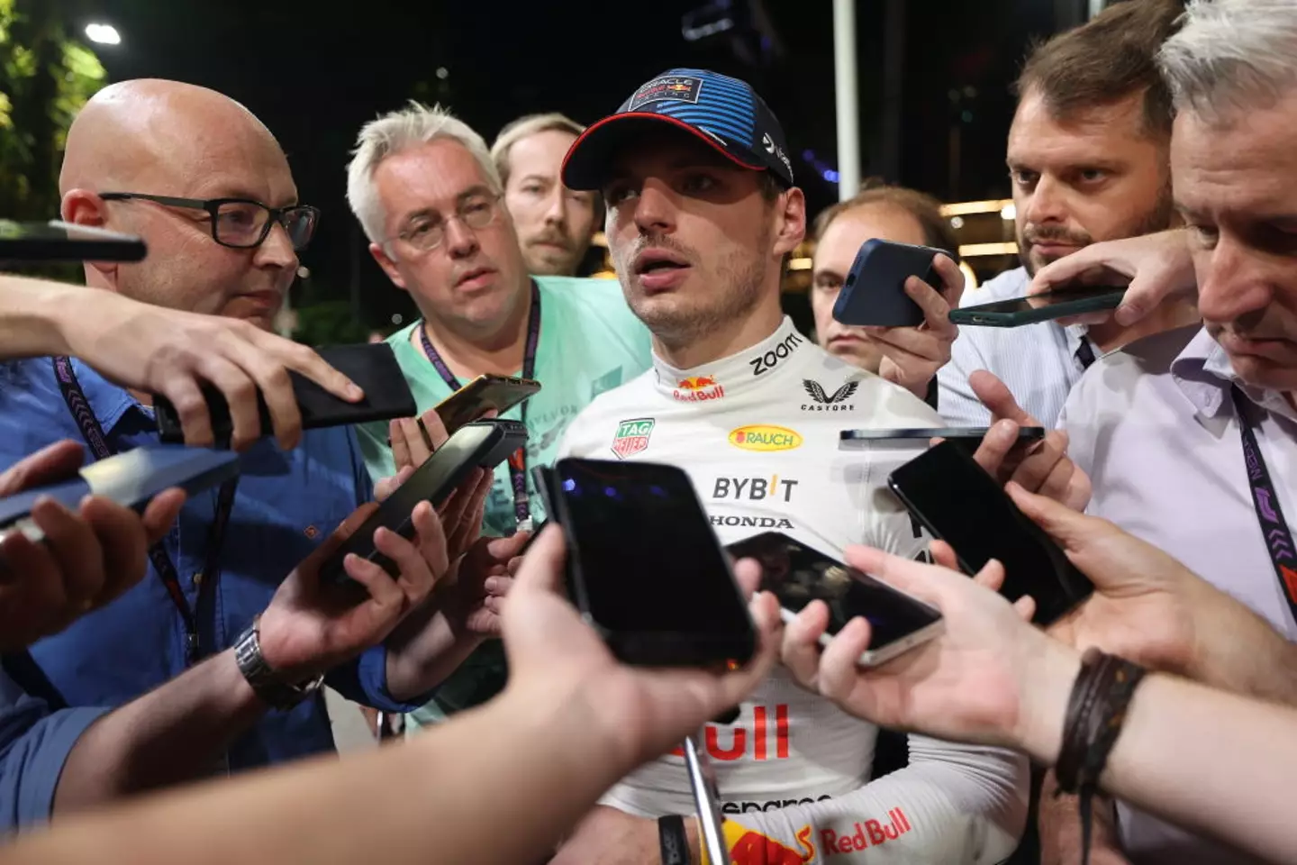 Max Verstappen speaking to media at the 2024 Singapore Grand Prix- Getty