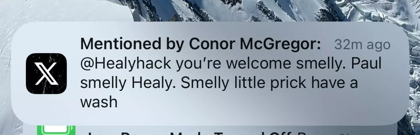 Conor McGregor's now-deleted social media post to Paul Healy. Image: X/Paul Healy