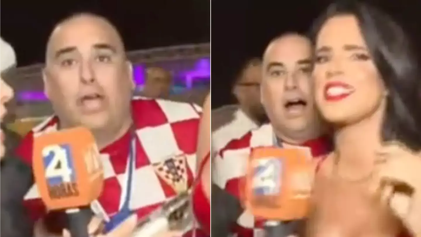Croatia fan steals spotlight from Ivana Knoll by interrupting interview