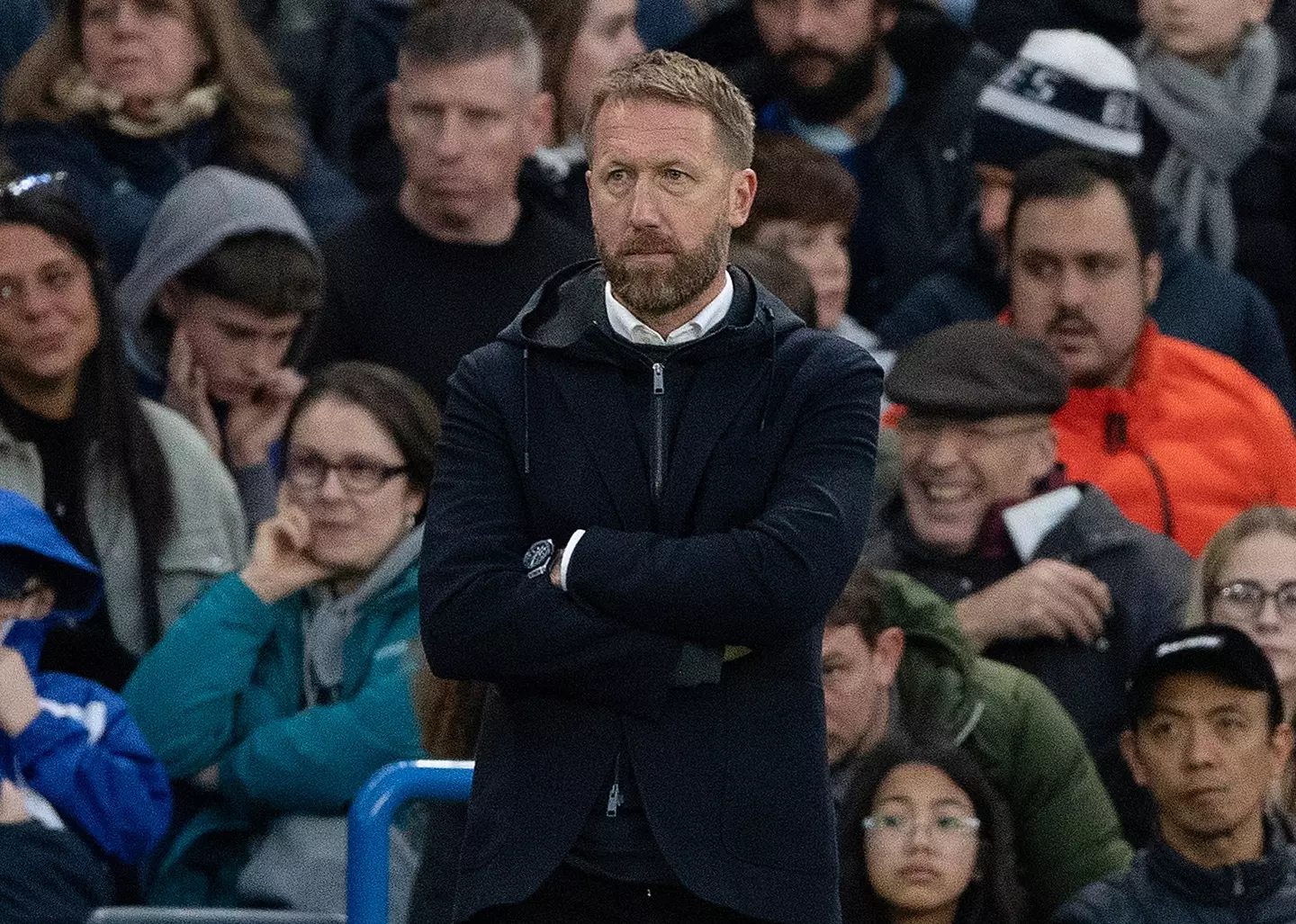 Graham Potter on the touchline during his Chelsea stint. Image: Getty