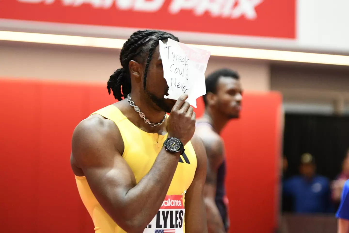 Noah Lyles aimed a taunt at Tyreek Hill. Image: Getty