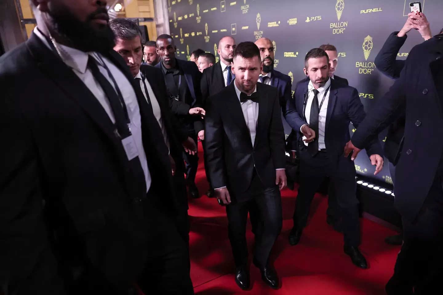 Lionel Messi on the red carpet at the Ballon d'Or ceremony. Image: Getty 