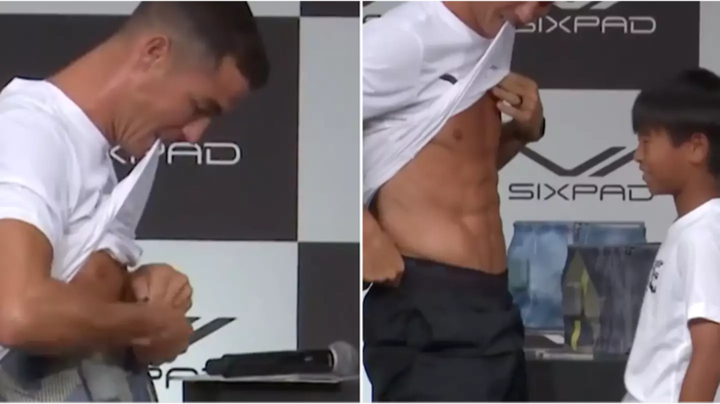 Cristiano Ronaldo leaves young fan in awe by showing off his abs at fitness event