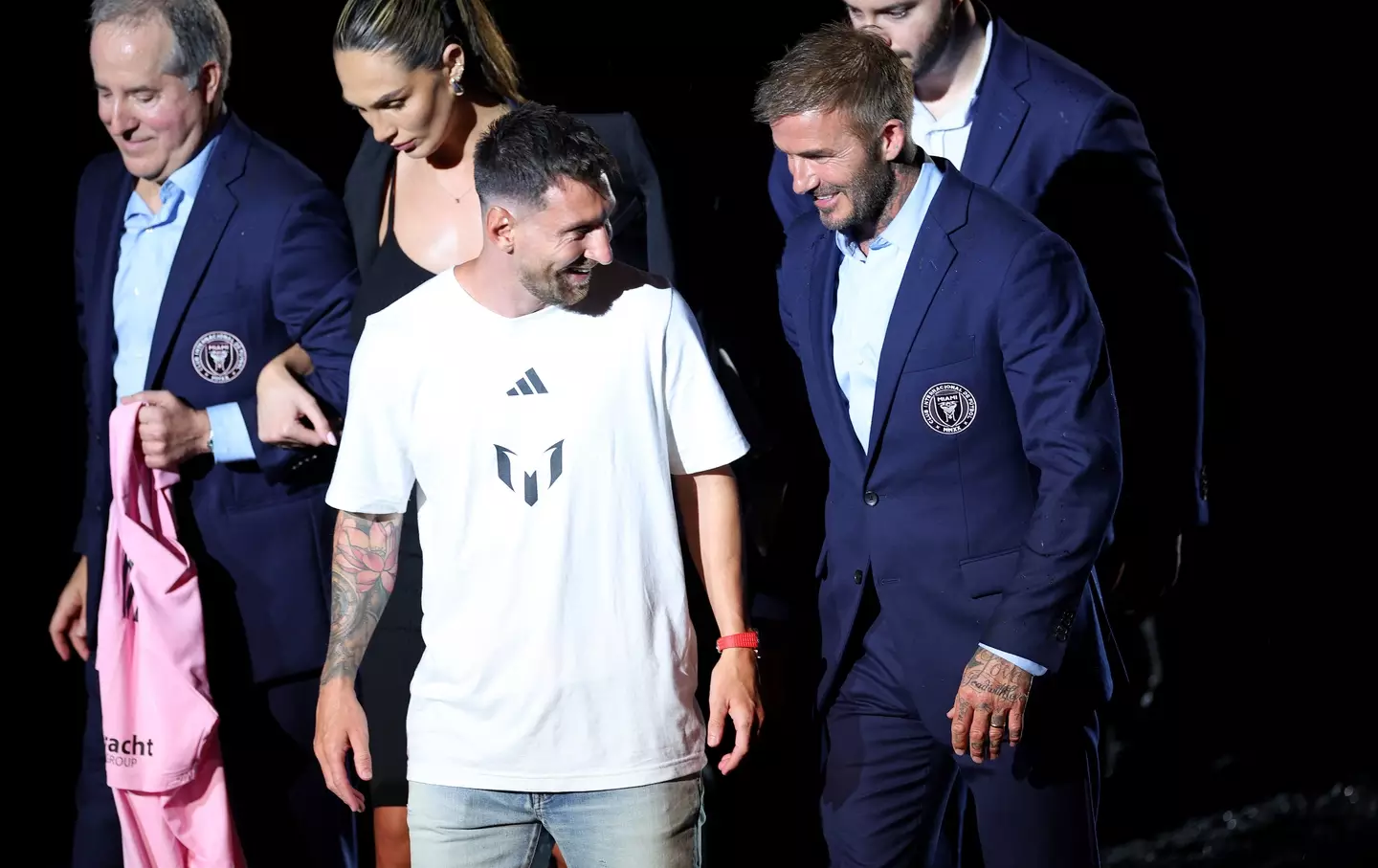 Beckham and Messi at the presentation. Image: Getty