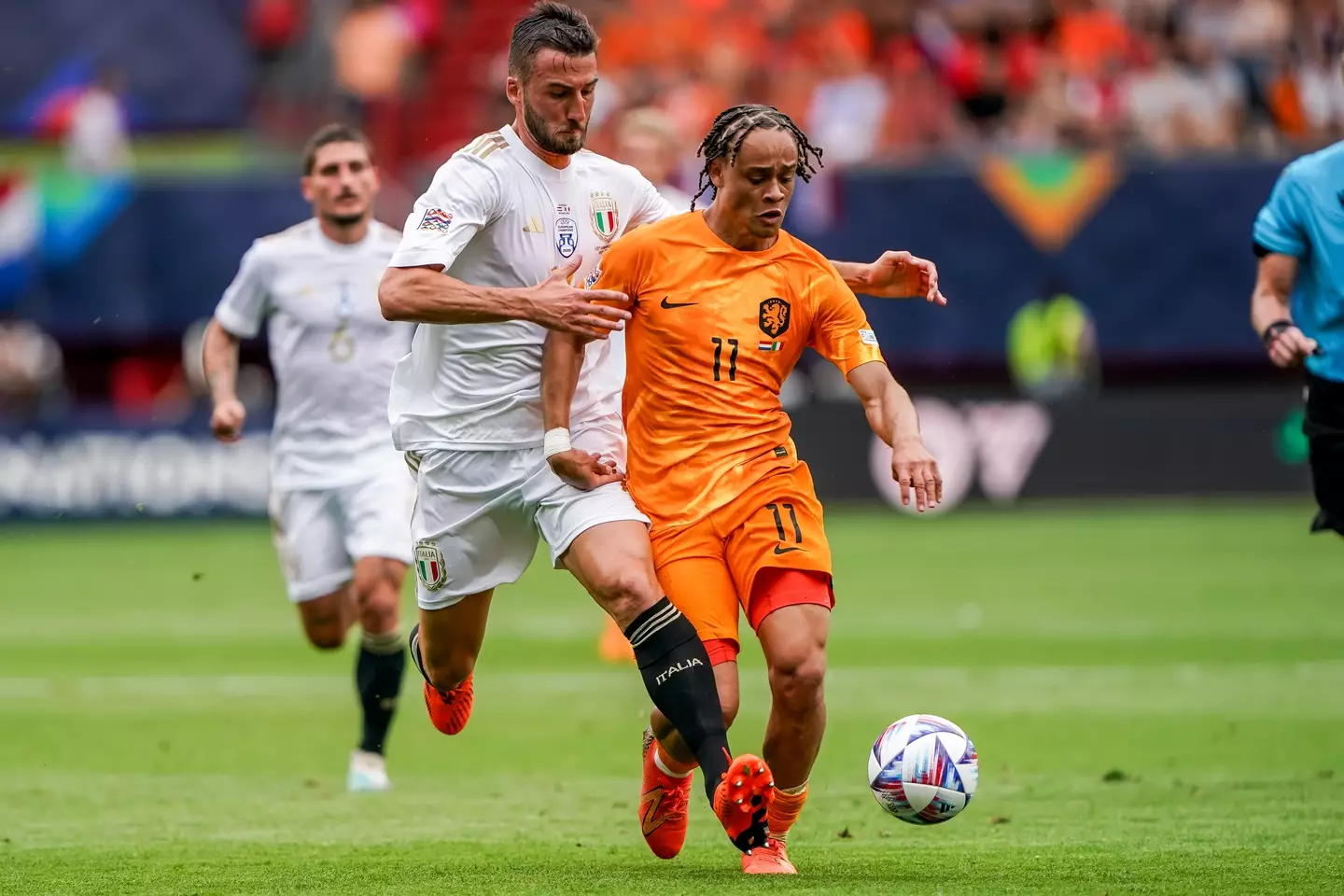 Xavi Simons in action for the Netherlands. Image: Getty