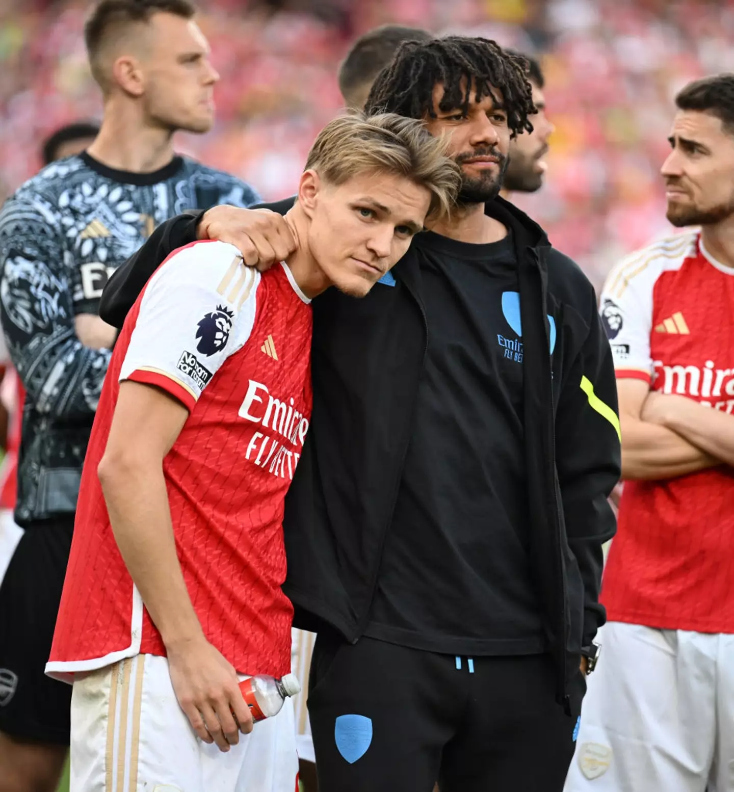 Mohamed Elneny (right) will leave Arsenal this summer (Image: Getty)
