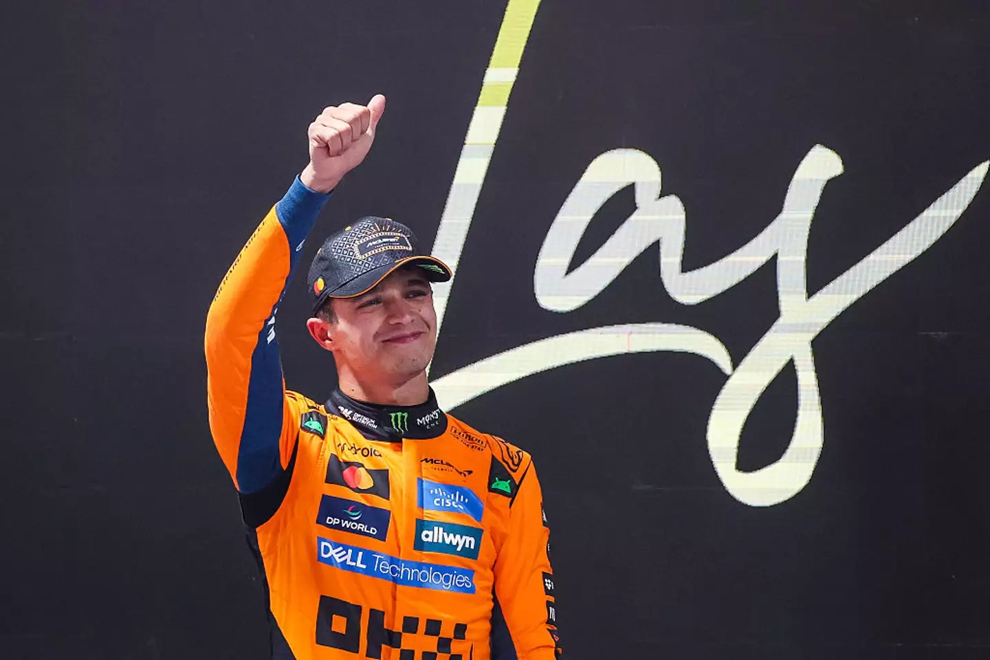 Lando Norris will start on pole in the 2025 Las Vegas GP. (Image: Kym Illman/Getty Images)