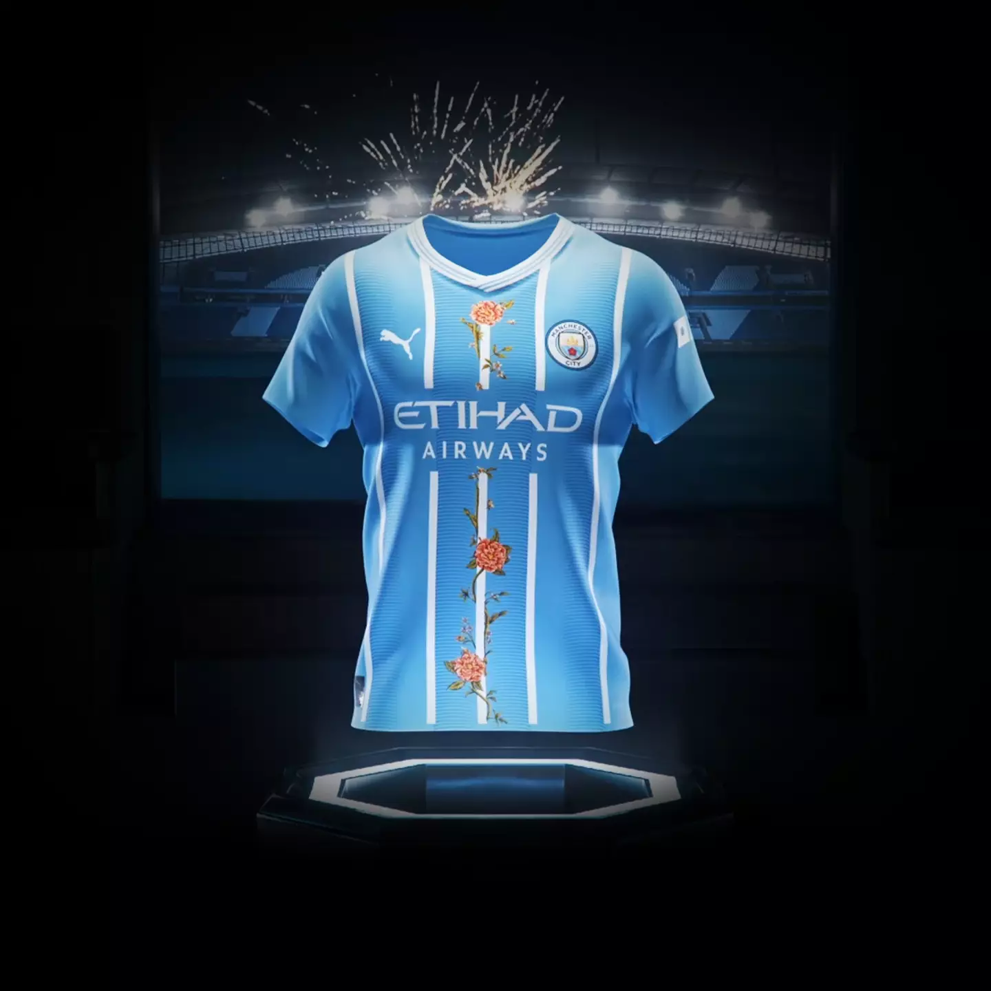 Man City's re-designed 'Unseen City Shirts' entitled 'The Roses and the Bees'