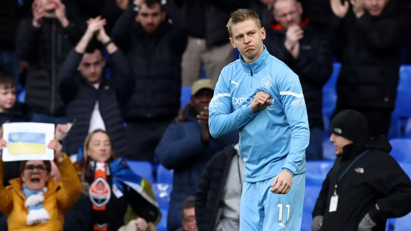 Oleksandr Zinchenko before game vs Everton 