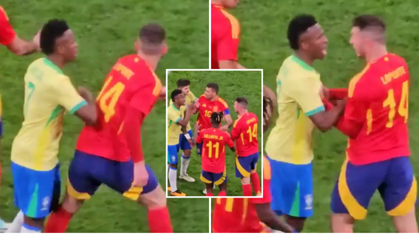 Vinicius Jr in furious bust-up with ex-Man City star during Brazil's fiery draw with Spain