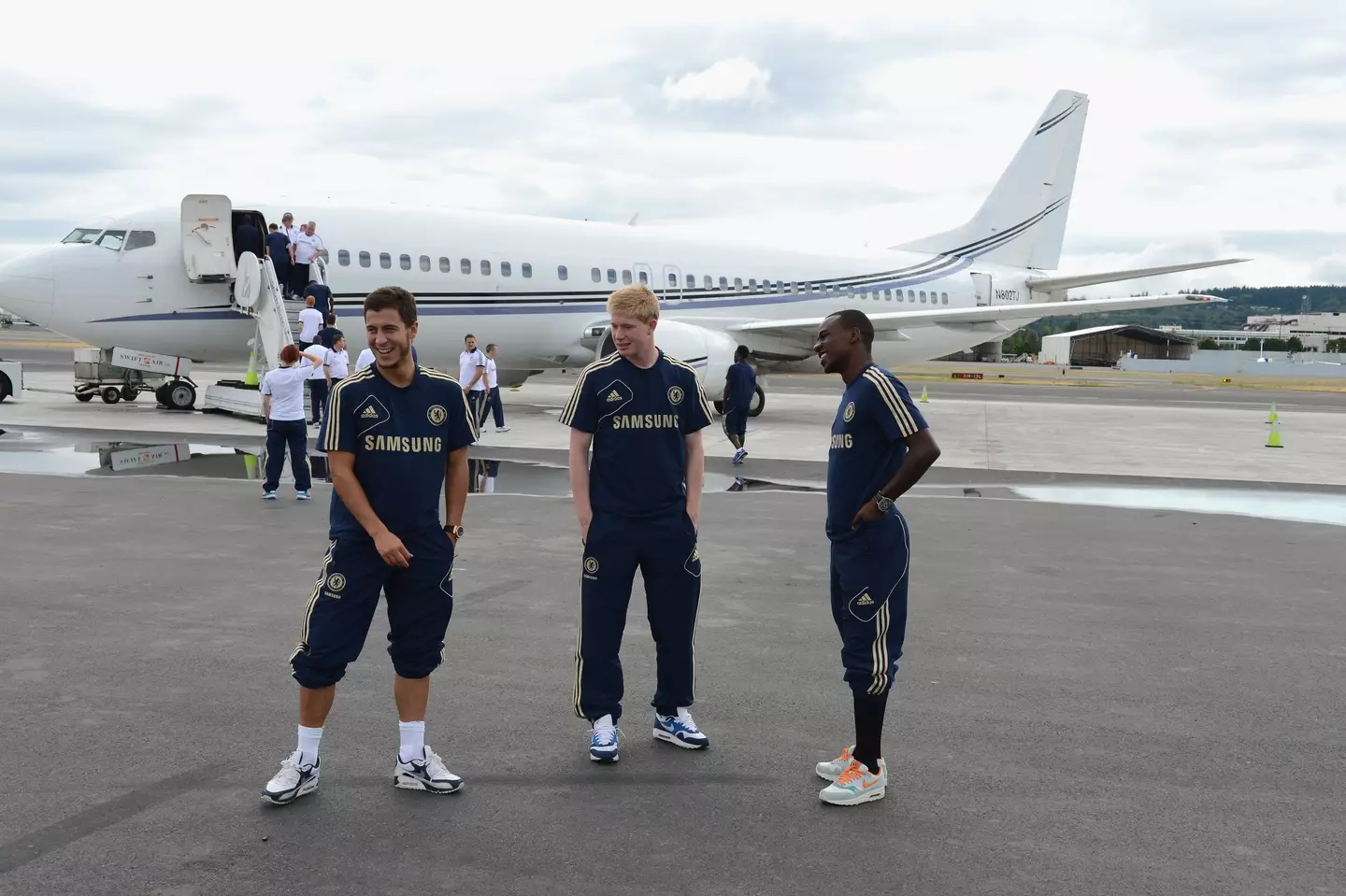 Eden Hazard, Kevin De Bruyne and Gael Kakuta ahead of a pre-season game in New York. Image credit: Getty