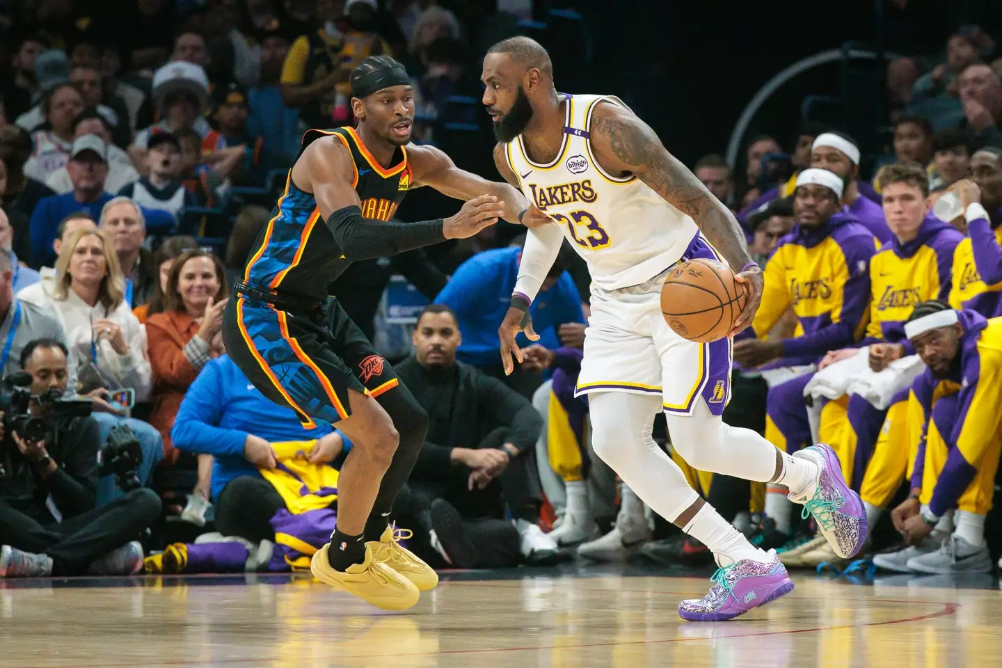Shai Gilgeous-Alexander and Lebron James. (Image: Getty)