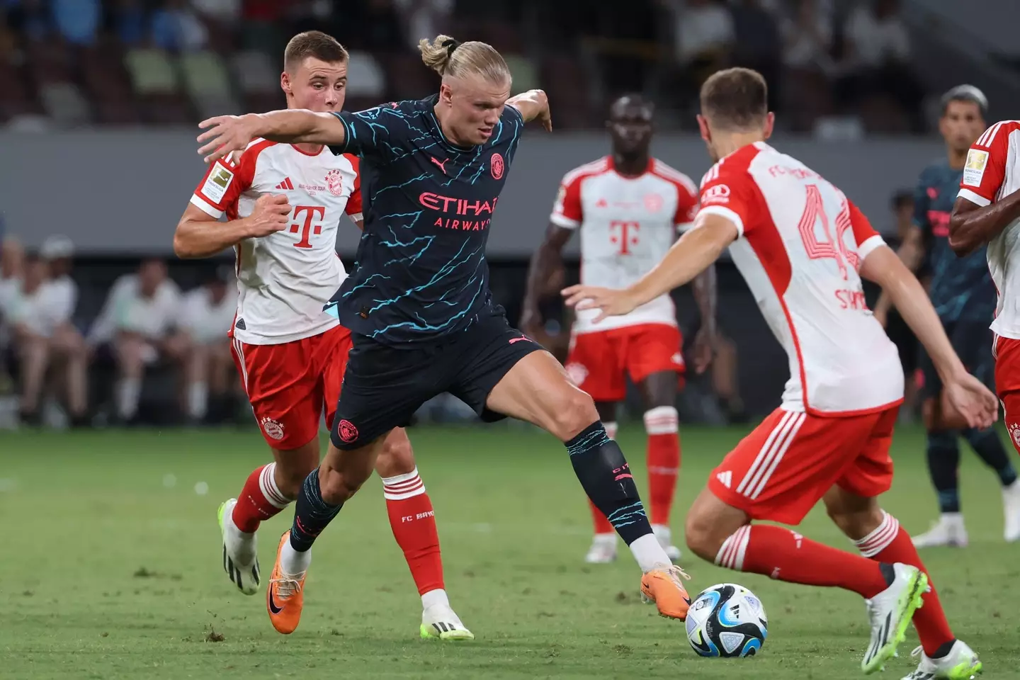 Erling Haaland in pre-season action for Manchester City. Image: Getty