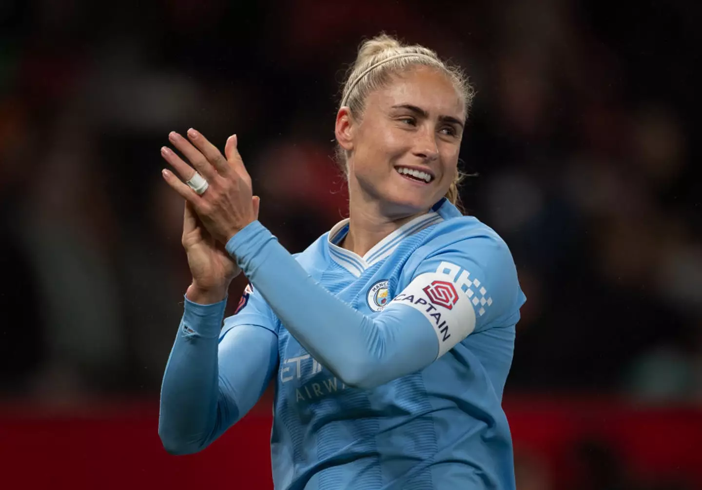 Steph Houghton in action for Man City -