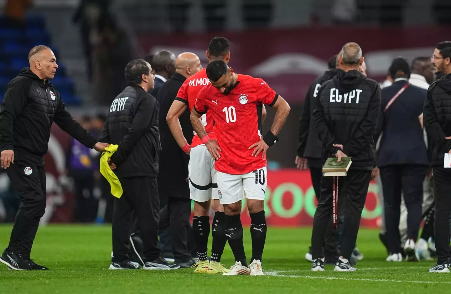 Mohamed Salah cuts a dejected figure after Egypt's defeat to Senegal in the Africa Cup of Nations. Image: Getty