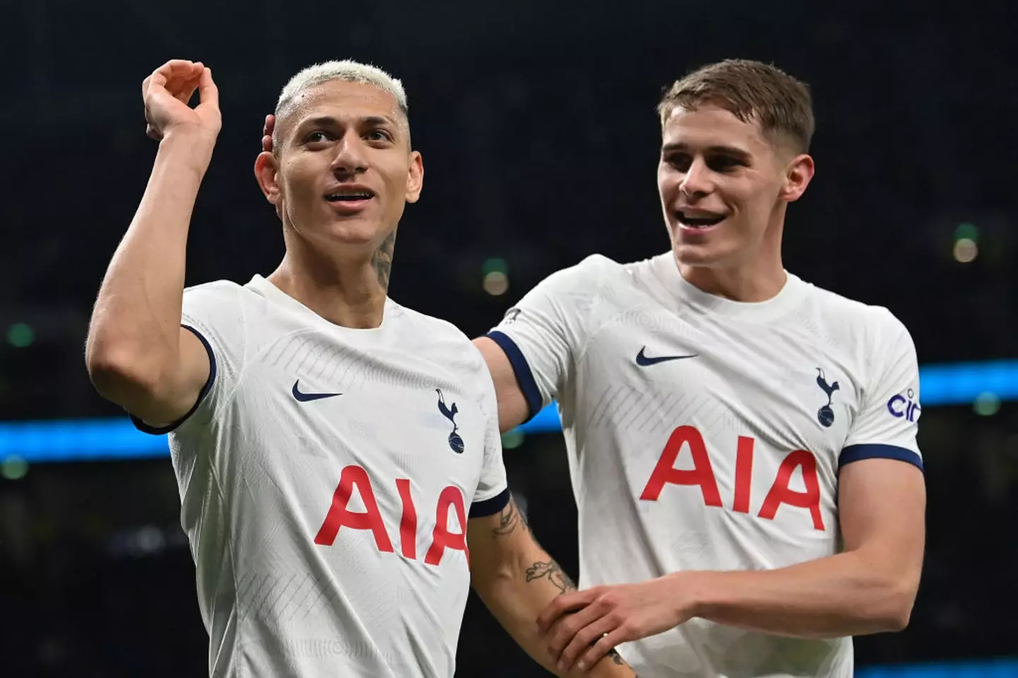 Richarlison celebrates after scoring for Tottenham against Brentford in January (