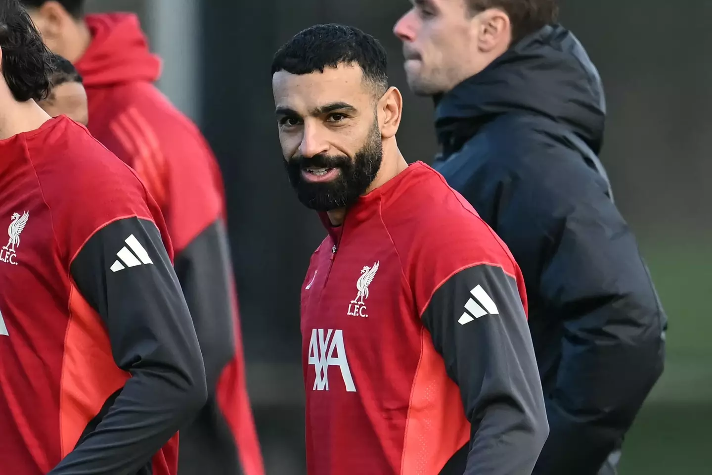 Mohamed Salah was involved in Liverpool's training session on Monday. Image: Getty