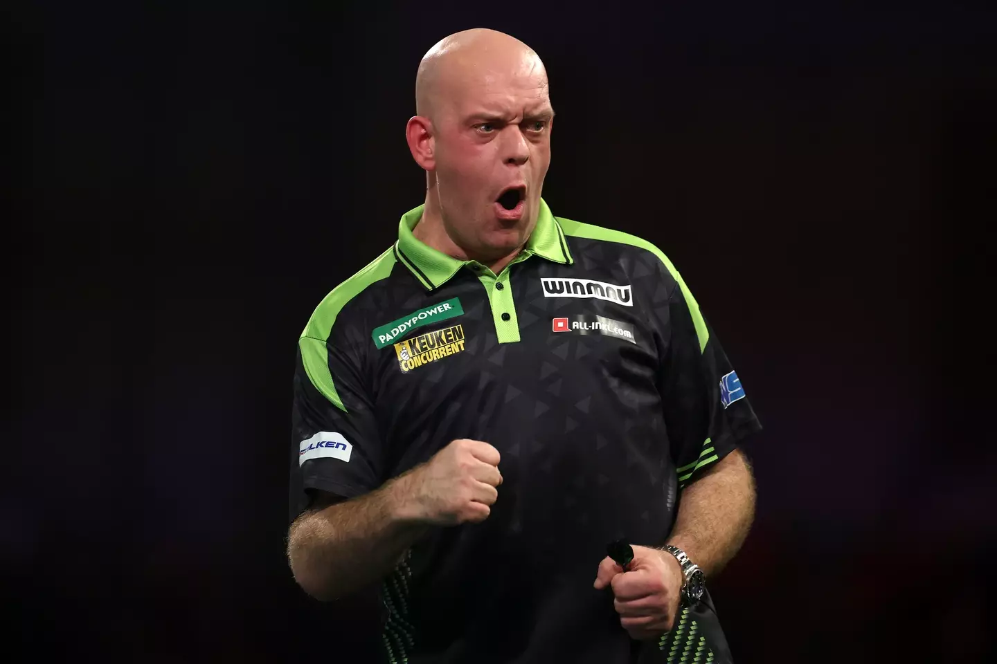 Van Gerwen recorded a 4-1 win over German debutant Arno Merk on Sunday. Image credit: Getty