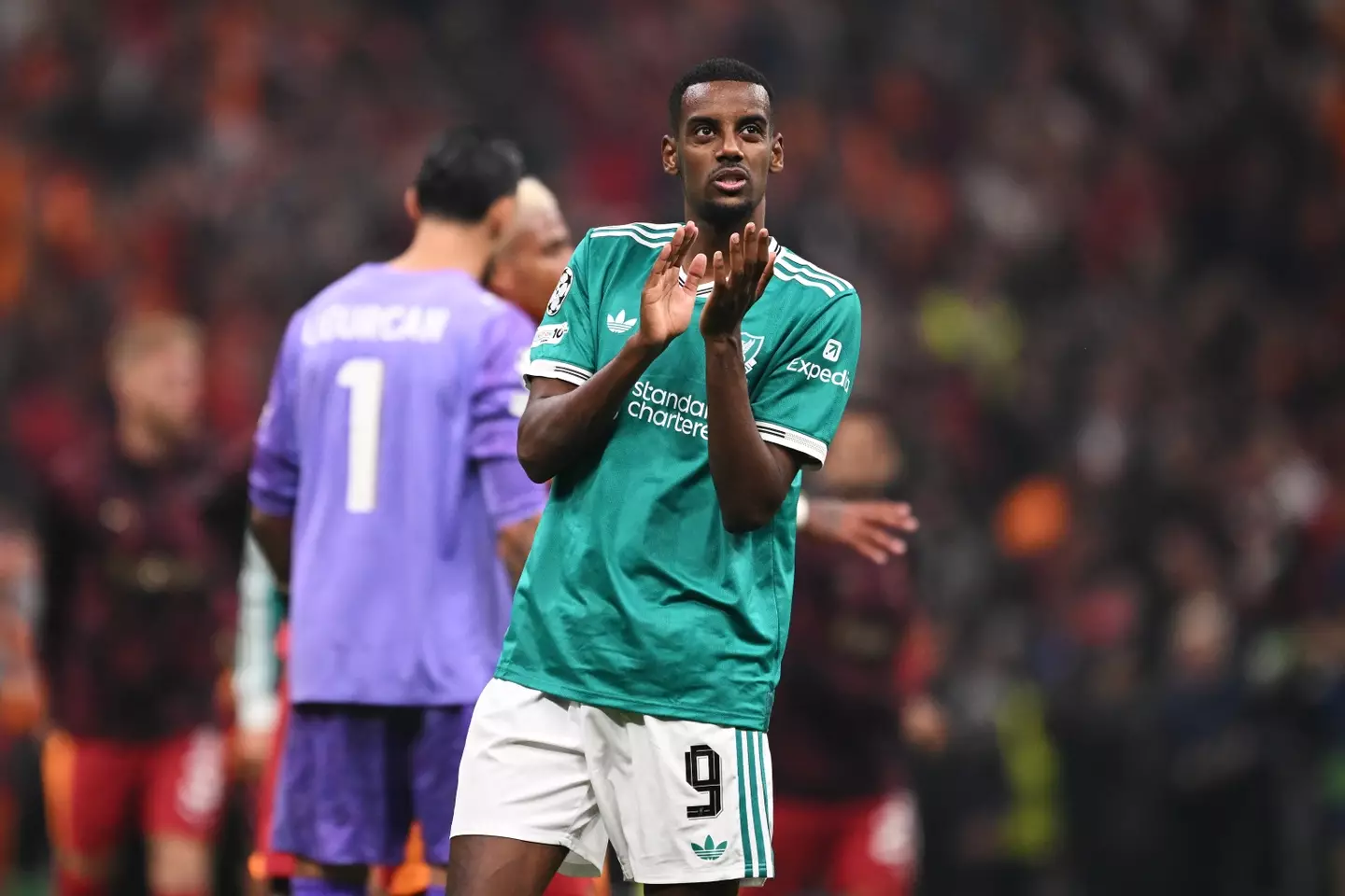 Alexander Isak struggled as Liverpool were beaten by Galatasaray. Image: Getty