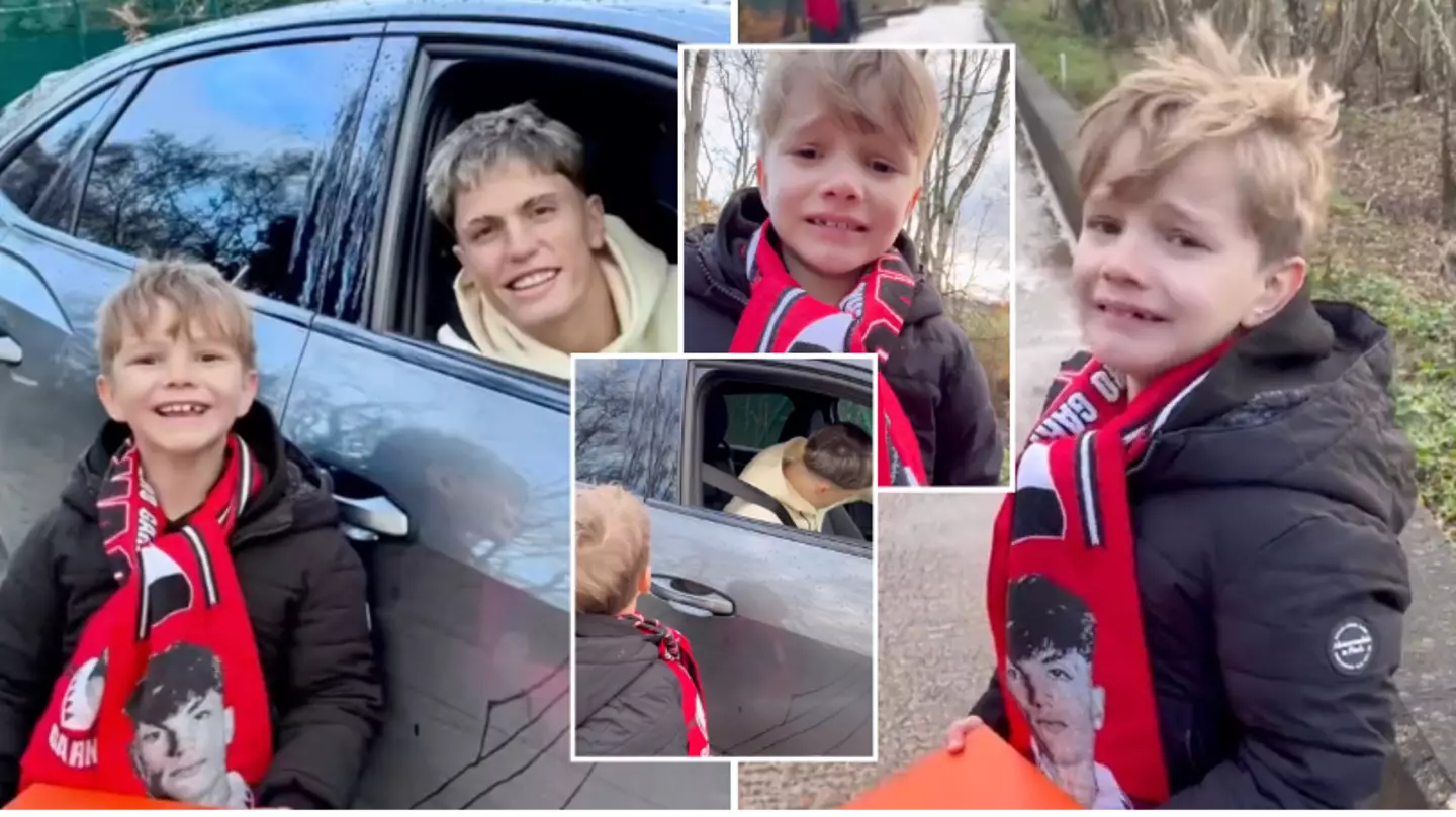 Alejandro Garnacho makes young Man United fan cry with gift after overhead kick vs Everton