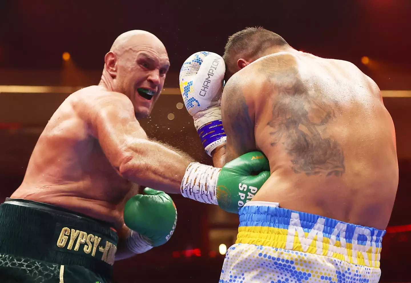 Tyson Fury in action against Oleksandr Usyk. Image: Getty