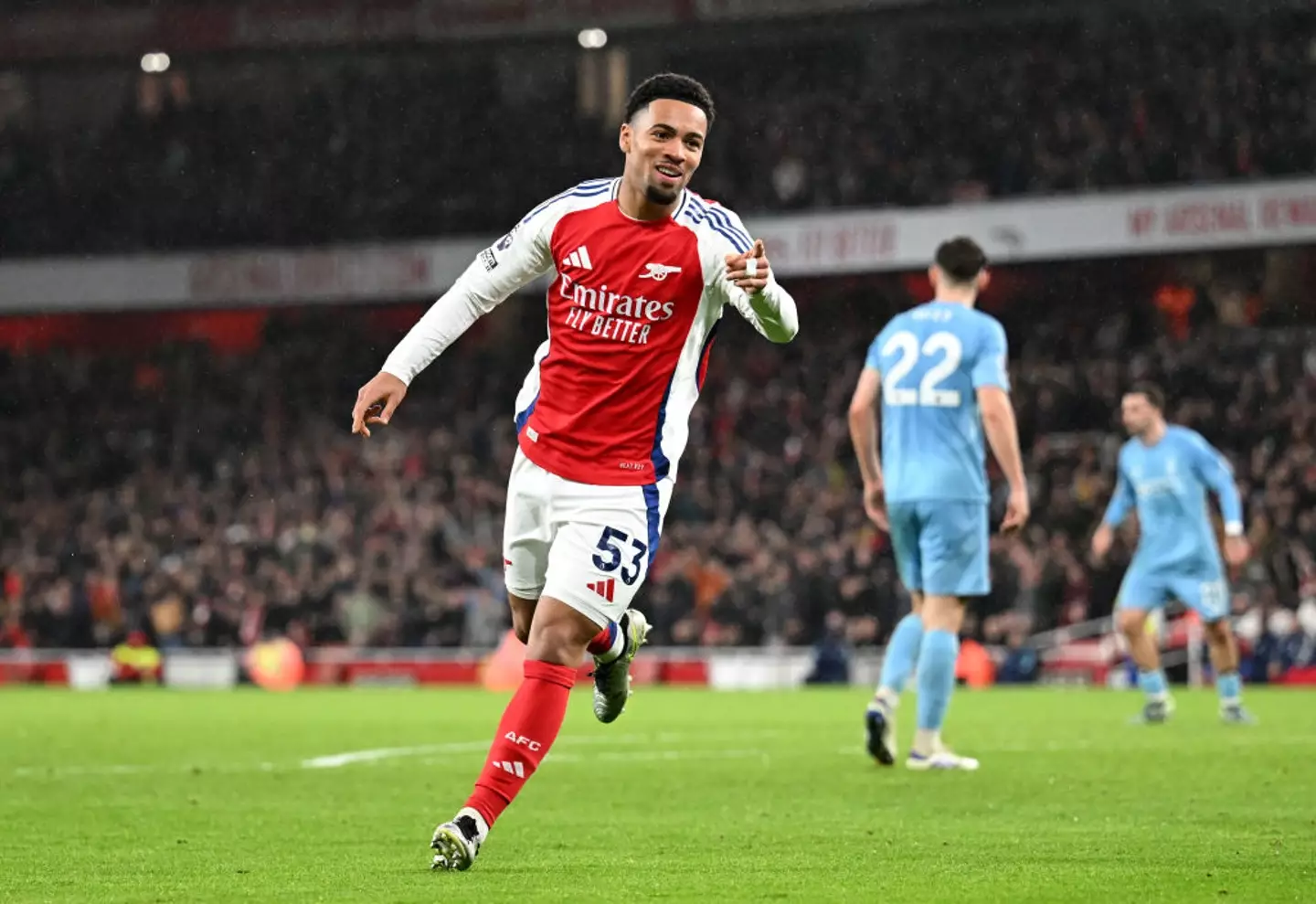 Ethan Nwaneri came off of the Arsenal bench to score his first Premier League goal last Saturday. (Image: Getty)