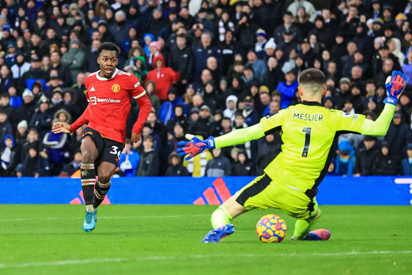 Anthony Elanga scored the final goal of the game in Manchester United's 4-2 win against Leeds last season. (Alamy)