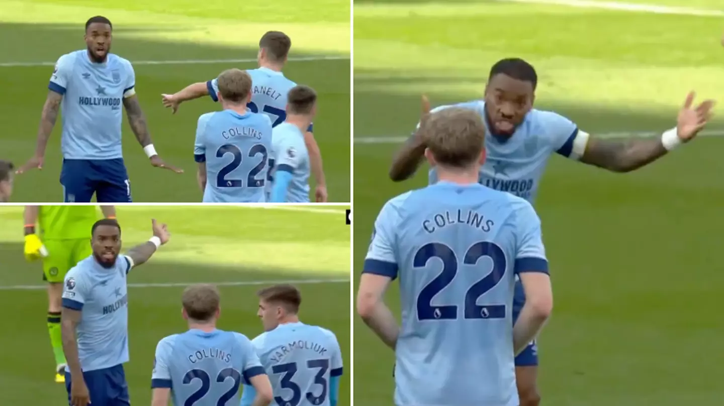 Ivan Toney and Nathan Collins spotted arguing at full-time of Brentford's draw vs Aston Villa, it's heated