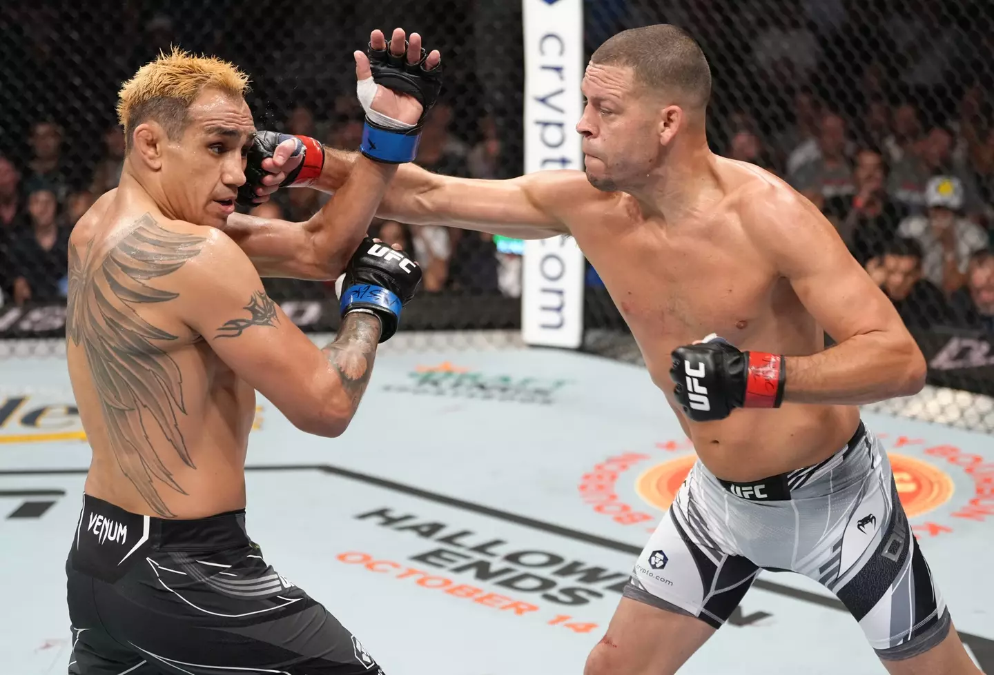 Nate Diaz against Tony Ferguson in an MMA fight at UFC 279. Image: Getty 