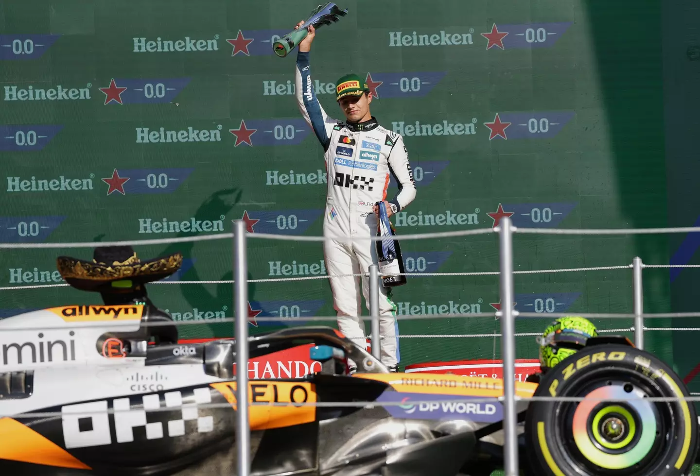 Lando Norris won the Mexico Grand Prix to lead the drivers' championship. Image: Getty
