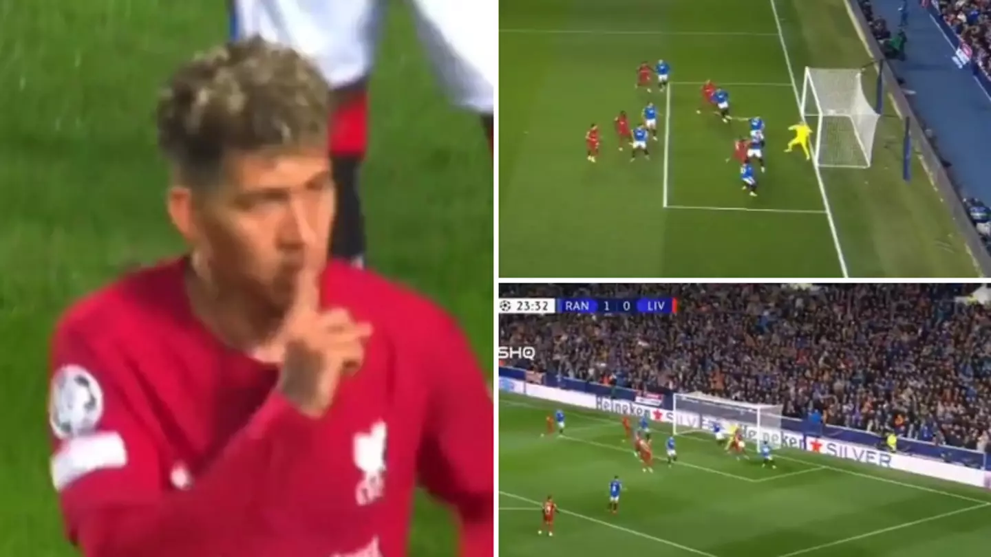 Roberto Firmino equalises for Liverpool against Rangers, he's carrying the club right now