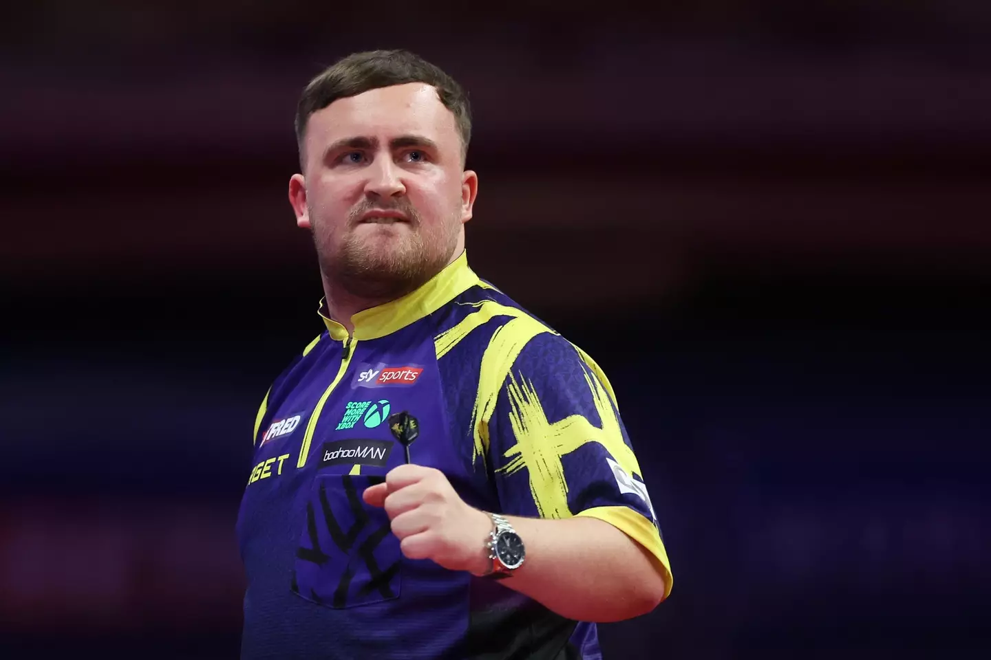 The teenager debuted his new shirt at the World Matchplay championship (Photo by Lewis Storey/Getty Images)