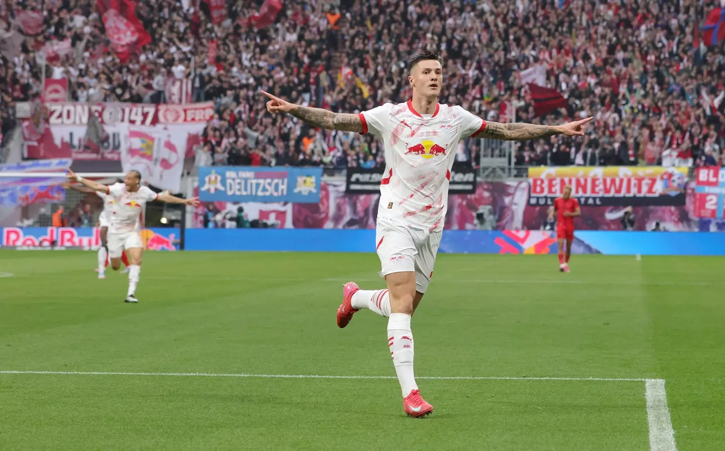 Benjamin Sesko in action for RB Leipzig. Image: Getty