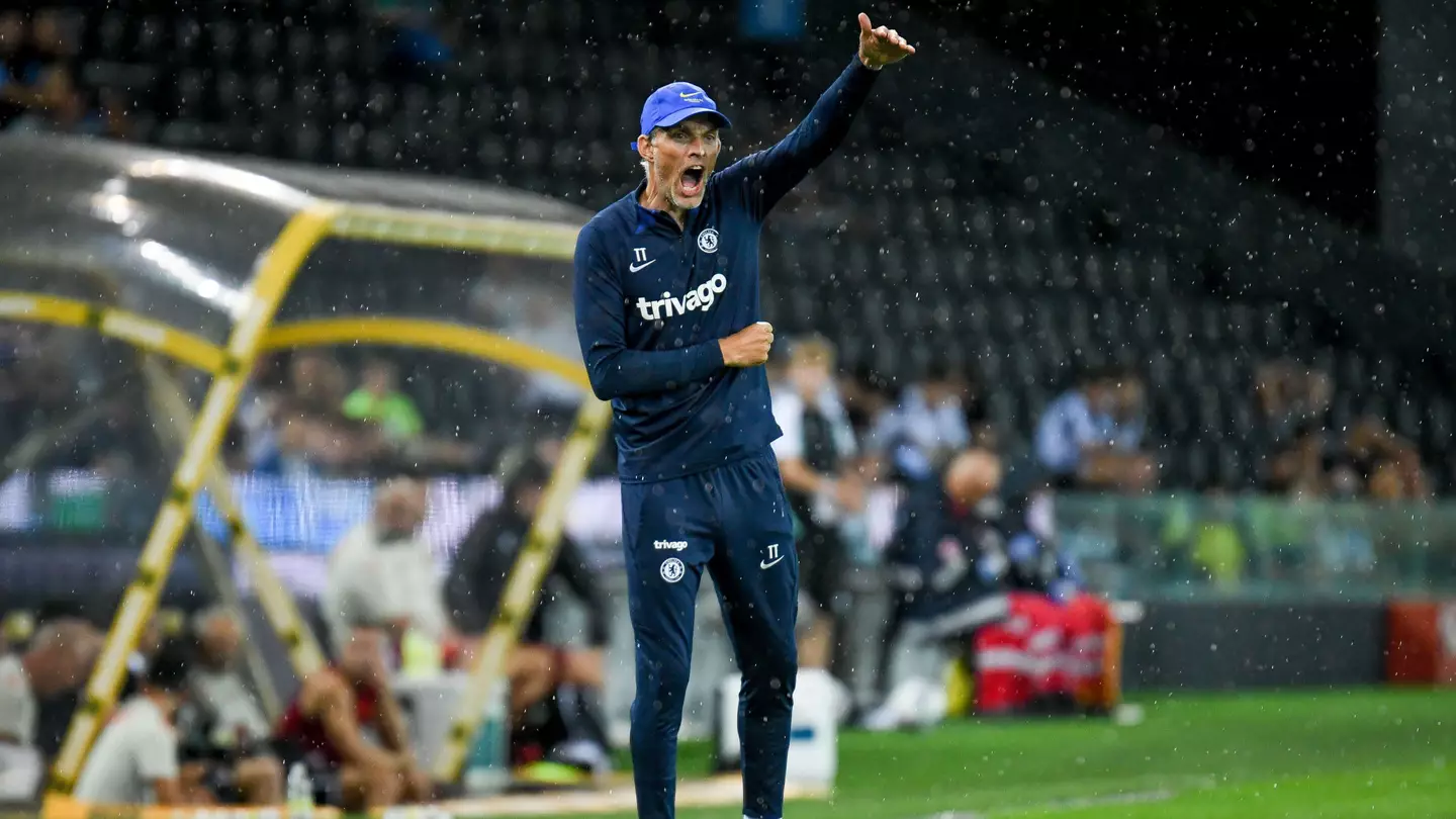 Chelsea's head coach Thomas Tuchel gestures during Udinese Calcio vs Chelsea FC. (Alamy)