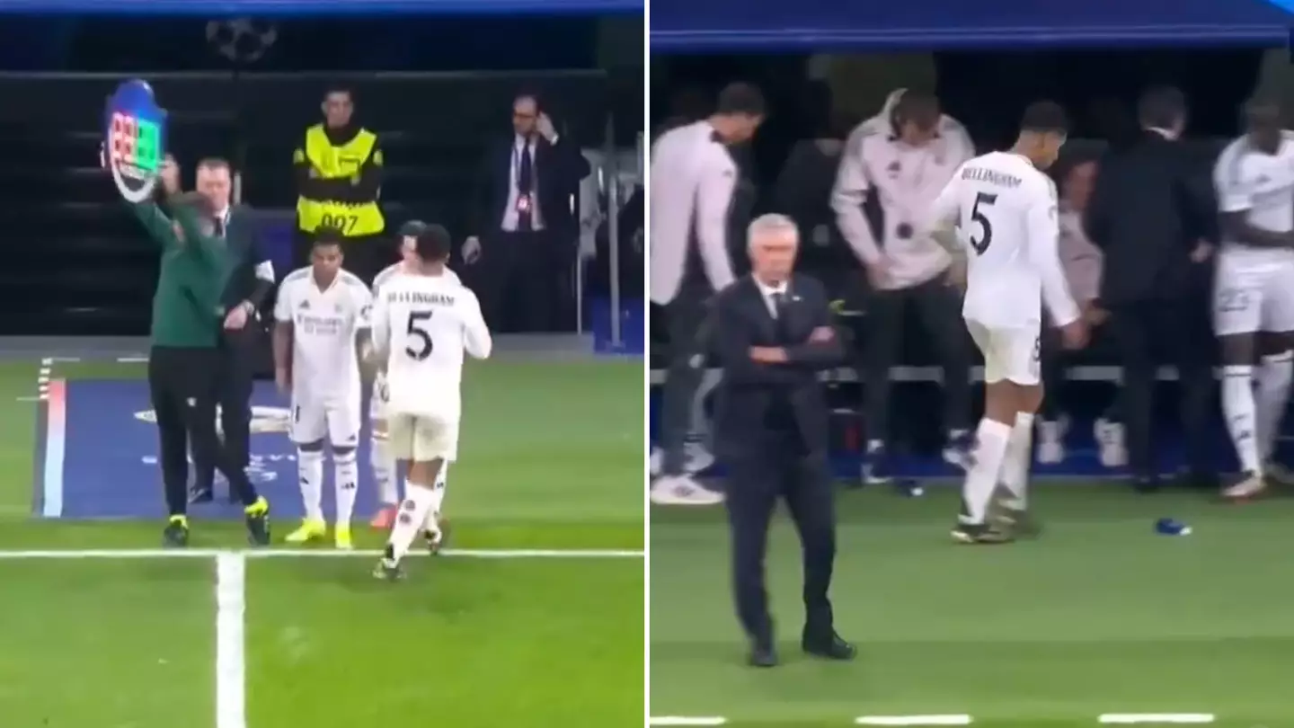 Jude Bellingham's immediate reaction after being substituted by Carlo Ancelotti during Real Madrid vs AC Milan speaks volumes