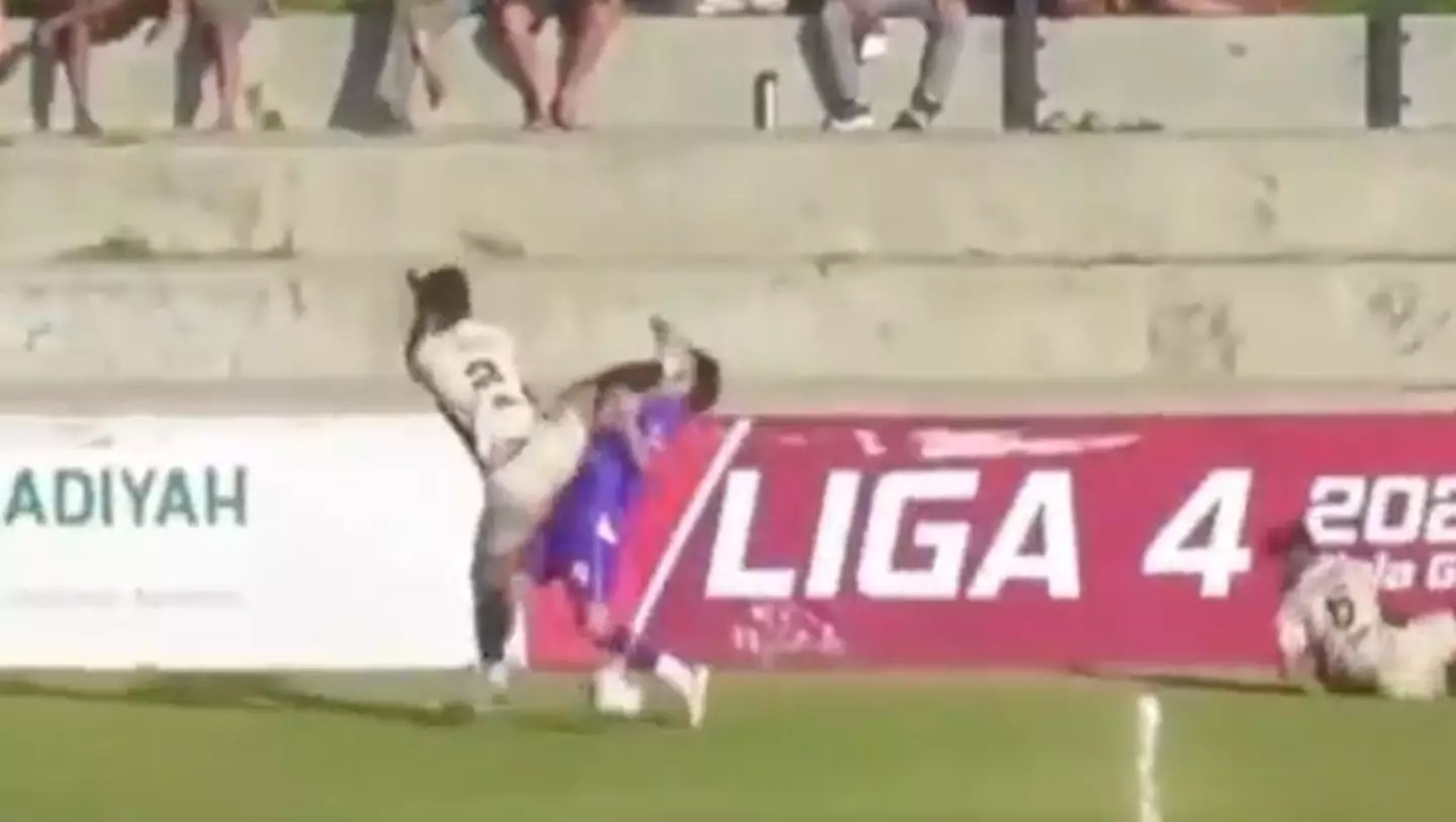 The foul which saw Dwi banned for life. Image: Liga 4