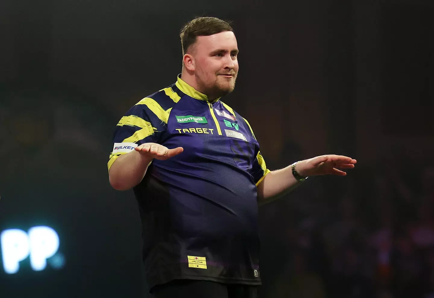 Luke Littler during his 2026 World Darts Championship match. Image: Getty