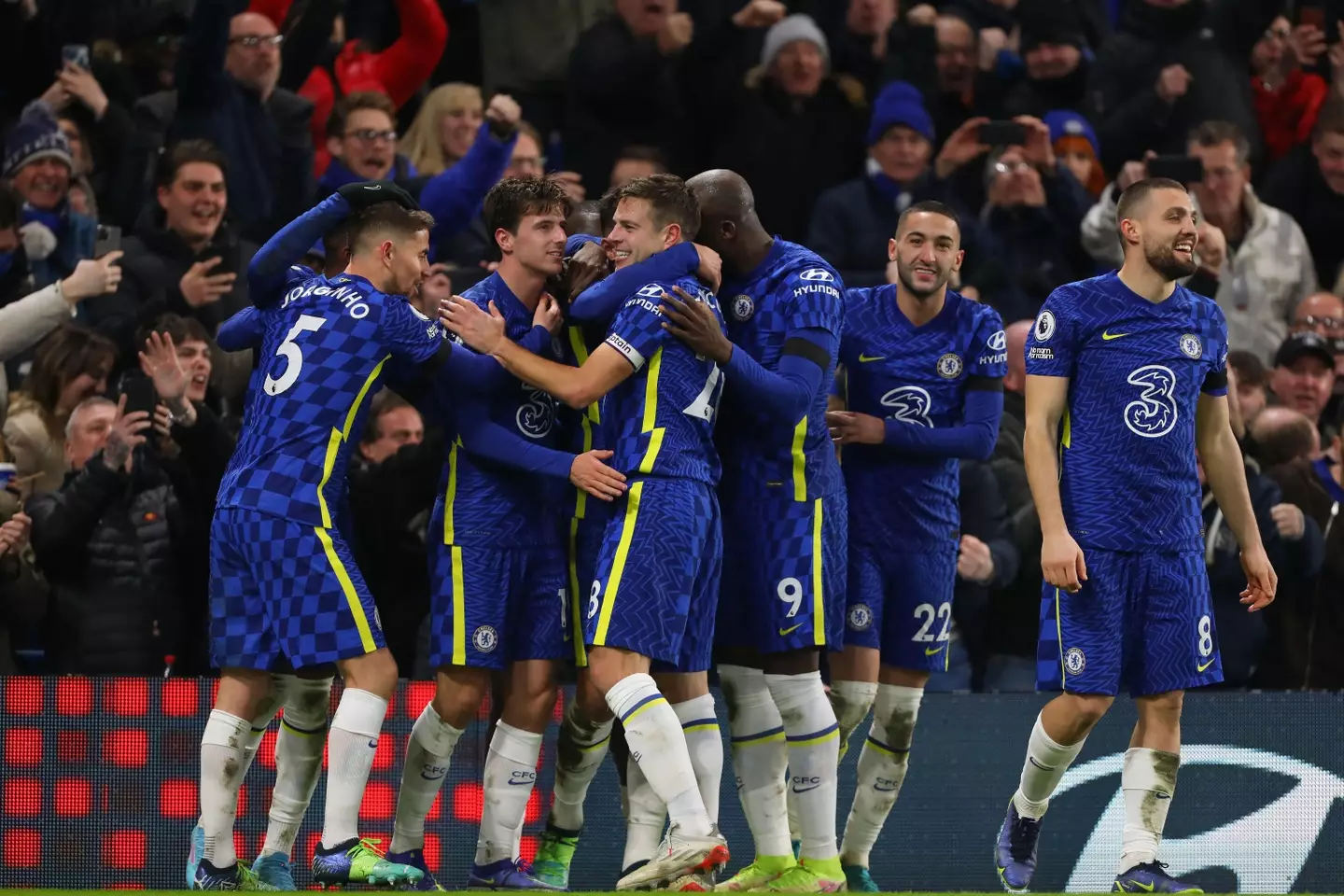 Thiago Silva of Chelsea is congratulated after scoring a goal. (Alamy)