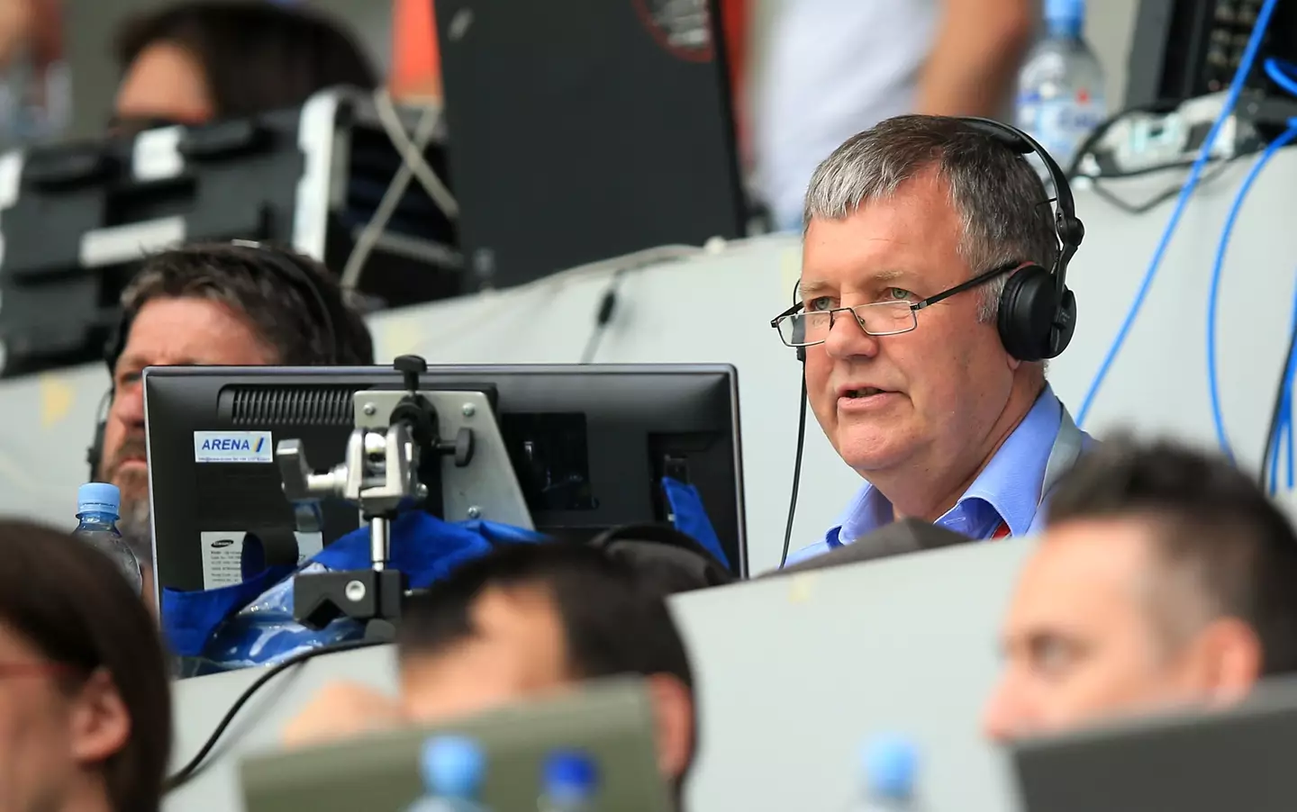 Tyldesley in the gantry for Slovenia vs England in 2015. (Image