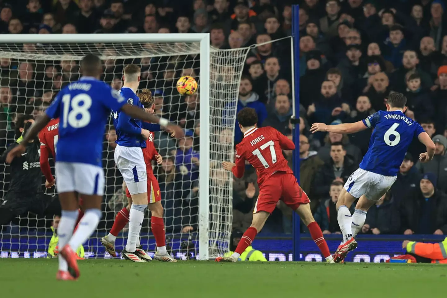 Everton captain James Tarkowski's 98th minute goal against Liverpool led to the game finishing 2-2.