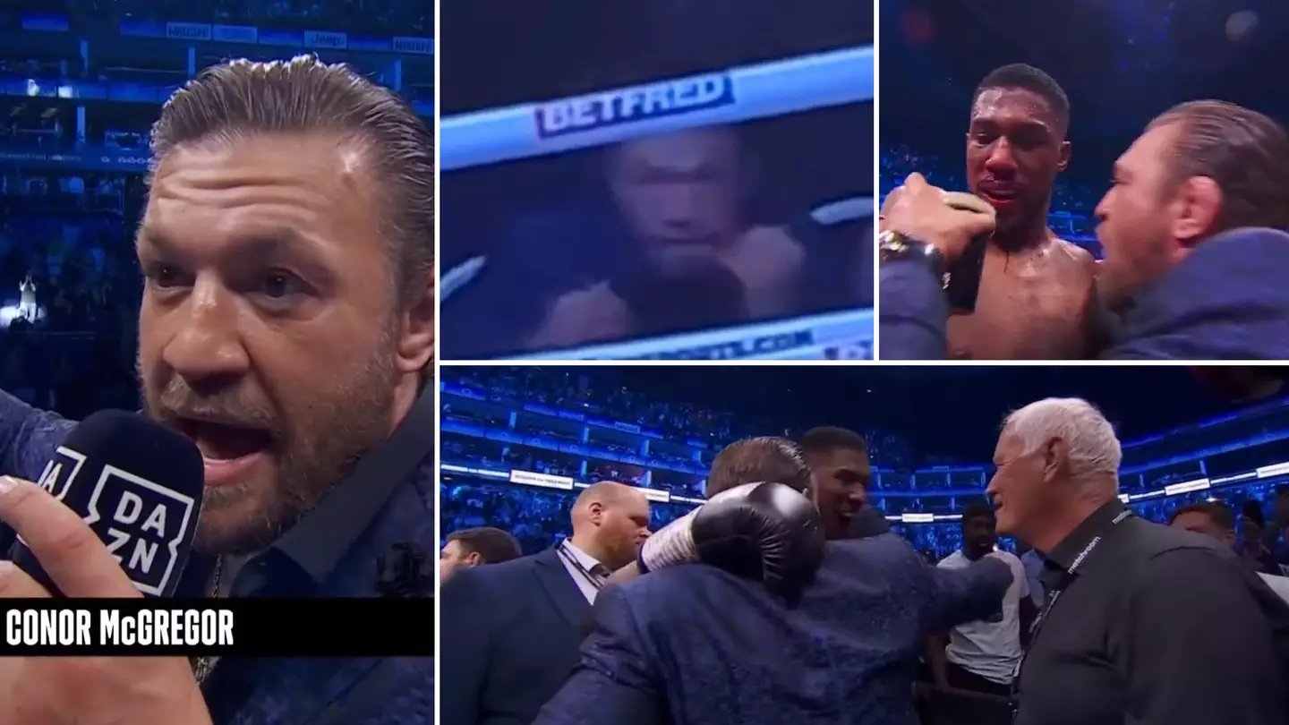 Conor McGregor gatecrashed Anthony Joshua's fight last night and it was pure chaos